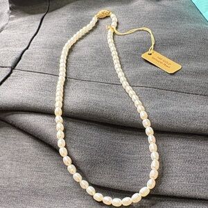 Elegant 14k Gold Genuine Pearl Necklace with Gold Clasp